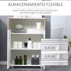 Armario de Suelo para Baño con 2 Puertas y Estantes Interiores Ajustables Mueble Auxiliar de Madera Multiusos pa... - Ogal.Es