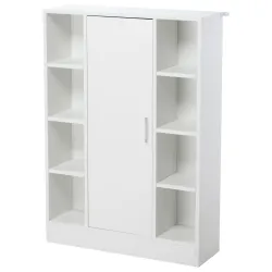 Armario de Suelo para Baño de Madera con 8 Compartimentos Abiertos y 1 Puerta con Estantes Ajustables Mueble Aux... - Ogal.Es