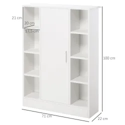Armario de Suelo para Baño de Madera con 8 Compartimentos Abiertos y 1 Puerta con Estantes Ajustables Mueble Aux... - Ogal.Es