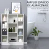Armario de Suelo para Baño de Madera con 8 Compartimentos Abiertos y 1 Puerta con Estantes Ajustables Mueble Aux... - Ogal.Es