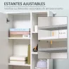 Armario de Suelo para Baño de Madera con 8 Compartimentos Abiertos y 1 Puerta con Estantes Ajustables Mueble Aux... - Ogal.Es