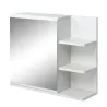Armario con Espejo para Baño con 3 Estantes Abiertos y 1 Estante Interior Estilo Moderno 60x18x50 cm Blanco - Ogal.Es