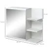 Armario con Espejo para Baño con 3 Estantes Abiertos y 1 Estante Interior Estilo Moderno 60x18x50 cm Blanco - Ogal.Es
