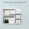 Armario con Espejo para Baño con 3 Estantes Abiertos y 1 Estante Interior Estilo Moderno 60x18x50 cm Blanco - Ogal.Es