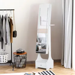 Armario para Joyas con Espejo de Cuerpo Entero Ángulo Ajustable con Cajón y Colgador para Secador 37x30x158 cm B... - Ogal.Es