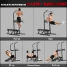 Estación de Musculación Torre de Fondos Altura Ajustable 200-230 cm con Barra de Dominadas y Banco Plegable para... - Ogal.Es