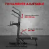 Estación de Musculación Torre de Fondos Altura Ajustable 200-230 cm con Barra de Dominadas y Banco Plegable para... - Ogal.Es