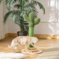 Poste Rascador para Gatos en Forma de Cactus Pequeño Árbol Rascador para Gatos con Poste de Sisal y Felpa Pelota... - Ogal.Es