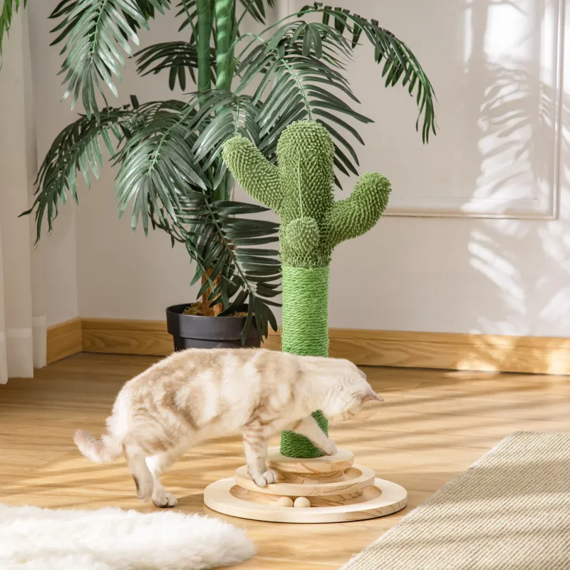 Poste Rascador para Gatos en Forma de Cactus Pequeño Árbol Rascador para Gatos con Poste de Sisal y Felpa Pelota... - Ogal.Es
