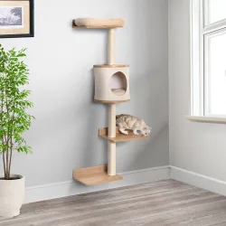 Árbol para Gatos de Pared 38x30x149 cm con Múltiples Plataformas de Madera Cueva Cama Superior Cojín Extraíble P... - Ogal.Es