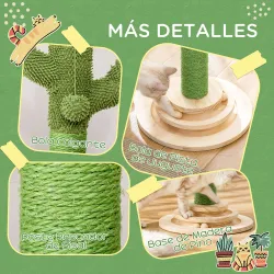 Poste Rascador para Gatos en Forma de Cactus Pequeño Árbol Rascador para Gatos con Poste de Sisal y Felpa Pelota... - Ogal.Es