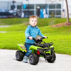 Quad Eléctrico Infantil para +18 Meses Vehículo Eléctrico a Batería 6V con Velocidad de 2 km/h 70x42x45 cm Verde - Ogal.Es