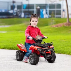 Quad Eléctrico Infantil para +18 Meses Vehículo Eléctrico a Batería 6V con Velocidad de 2 km/h 70x42x45 cm Rojo - Ogal.Es