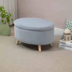 Puff Almacenaje Ovalado, Banco Almacenaje, 71x51,5x42 cm, Tapizado en Terciopelo, con Patas de Madera Maciza, Ca... - Ogal.Es