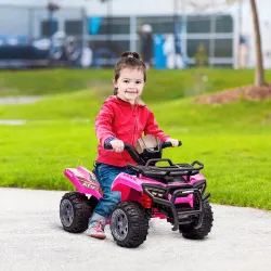 Quad Eléctrico Infantil para +18 Meses Vehículo Eléctrico a Batería 6V con Velocidad de 2 km/h 70x42x45 cm Rosa - Ogal.Es