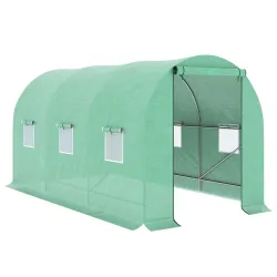 Invernadero de Exterior 4x2x2 m Invernadero de Túnel con 6 Ventanas de Malla y Puerta Enrollable con Cremallera ... - Ogal.Es