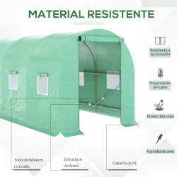 Invernadero de Exterior 4x2x2 m Invernadero de Túnel con 6 Ventanas de Malla y Puerta Enrollable con Cremallera ... - Ogal.Es