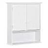 Armario Baño de Pared con 2 Puertas Estante Interior Ajustable y Compartimento Abierto Mueble Auxiliar Suspendid... - Ogal.Es