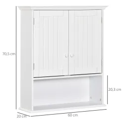 Armario Baño de Pared con 2 Puertas Estante Interior Ajustable y Compartimento Abierto Mueble Auxiliar Suspendid... - Ogal.Es