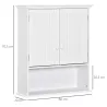 Armario Baño de Pared con 2 Puertas Estante Interior Ajustable y Compartimento Abierto Mueble Auxiliar Suspendid... - Ogal.Es