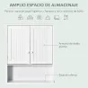 Armario Baño de Pared con 2 Puertas Estante Interior Ajustable y Compartimento Abierto Mueble Auxiliar Suspendid... - Ogal.Es