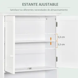 Armario Baño de Pared con 2 Puertas Estante Interior Ajustable y Compartimento Abierto Mueble Auxiliar Suspendid... - Ogal.Es