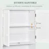 Armario Baño de Pared con 2 Puertas Estante Interior Ajustable y Compartimento Abierto Mueble Auxiliar Suspendid... - Ogal.Es