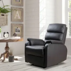 Sillón Relax Reclinable Manual, Sillón Relax Tapizado en PU con Reposapiés Retráctil, Acolchado Grueso, Butaca R... - Ogal.Es