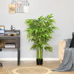 Bambú Artificial 140 cm con Maceta y Cañas Realistas Árbol Sintético Interior para Decoración de Hogar Oficina I... - Ogal.Es