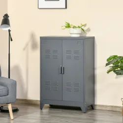 Armario Metálico con Doble Puerta y 2 Baldas Ajustables Mueble Multiusos para Oficina Salón Dormitorio 75x33x110... - Ogal.Es