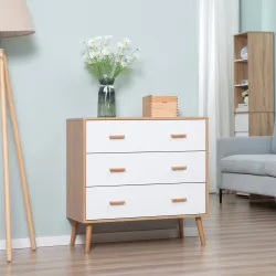 Cómoda de Madera con 3 Cajones Cajonera Armario Auxiliar de Almacenamiento Moderna con Patas Elevadas para Dormi... - Ogal.Es