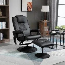 Sillón Relax Reclinable con Reposapiés Sillón de Masaje Eléctrico con 10 Puntos de Masaje Sillón Relax Giratorio... - Ogal.Es