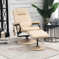 Sillón Relax Reclinable con Reposapiés Sillón de Masaje Eléctrico con 10 Puntos de Masaje Sillón Relax Giratorio... - Ogal.Es