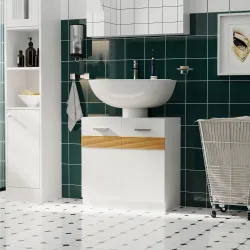 Mueble para Debajo del Lavabo Armario Baño de Pie de Madera con 2 Puertas y Estante Interior Estilo Moderno 60x3... - Ogal.Es
