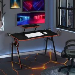 Mesa Gaming Escritorio para Computadora PC con Soporte para Monitor y Altavoz Portavasos Gancho para Auriculares... - Ogal.Es