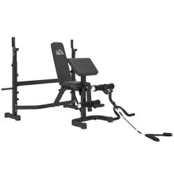 Banco de Musculación Multifuncional Banco de Pesas con Soporte de Barras Altura Ajustable Respaldo Inclinable Ma... - Ogal.Es