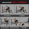 Banco de Musculación Multifuncional Banco de Pesas con Soporte de Barras Altura Ajustable Respaldo Inclinable Ma... - Ogal.Es