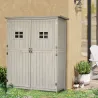 Armario de Madera para Exterior para Herramientas de Jardinería con Doble Puerta y Estantes 127,5x50x164 cm Gris - Ogal.Es