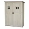 Armario de Madera para Exterior para Herramientas de Jardinería con Doble Puerta y Estantes 127,5x50x164 cm Gris - Ogal.Es