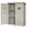 Armario de Madera para Exterior para Herramientas de Jardinería con Doble Puerta y Estantes 127,5x50x164 cm Gris - Ogal.Es