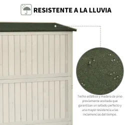 Armario de Madera para Exterior para Herramientas de Jardinería con Doble Puerta y Estantes 127,5x50x164 cm Gris - Ogal.Es