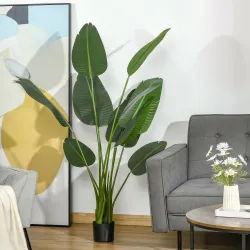 Planta Artificial Bananera de 160 cm con Maceta y 10 Hojas Realistas Planta Tropical Sintética para Decoración e... - Ogal.Es