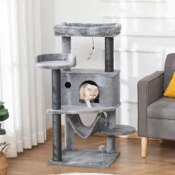 Árbol Rascador para Gatos 48x48x107 cm Torre para Gatos con Cueva de Fieltro Desmontable Hamaca Camas Plataforma... - Ogal.Es
