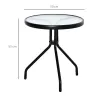Mesa de Jardín Redonda Mesa de Café Exterior con Tablero de Cristal Decorativo y Marco de Metal para Patio Terra... - Ogal.Es