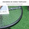 Mesa de Jardín Redonda Mesa de Café Exterior con Tablero de Cristal Decorativo y Marco de Metal para Patio Terra... - Ogal.Es