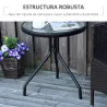Mesa de Jardín Redonda Mesa de Café Exterior con Tablero de Cristal Decorativo y Marco de Metal para Patio Terra... - Ogal.Es