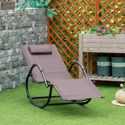 Tumbona Mecedora de Exterior con Reposabrazos Reposacabezas y Efecto de Ratán para Jardín Terraza Patio Carga Má... - Ogal.Es