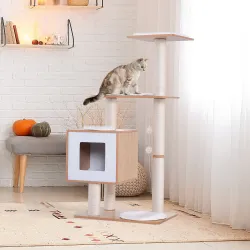 Árbol Rascador para Gatos de Madera 71,5x49,5x120 cm Torre de Gato con Cueva Plataformas Postes Rascadores de Si... - Ogal.Es