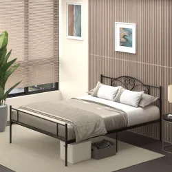 Marco de Cama Doble de Metal para Colchón 150x200 cm con Cabecera y Patas de 31 cm Estructura de Cama Matrimonio... - Ogal.Es