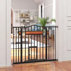 Barrera para Perros con Altura Ajustable Cierre Automático y Sistema de Doble Bloqueo para Puertas 93x76,2 cm Negro - Ogal.Es